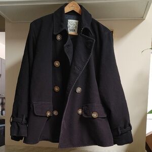 Men's SODA Flannel Pea Coat Size M